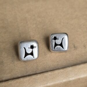 Mid Century Minimalist Atomic Cat Design Earrings